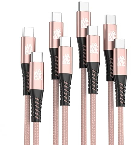 JAMEGA - USB Typ C Kabel Rosegold [4 Pack 0,5M 1M 2M 3M]| USB C Ladekabel Fast Charge Snyc USB C Stecker/Stecker kompatibel mit iPhone 15 Pro Max iPad Pro Air Samsung Macbook Tablets Huawei uvm.