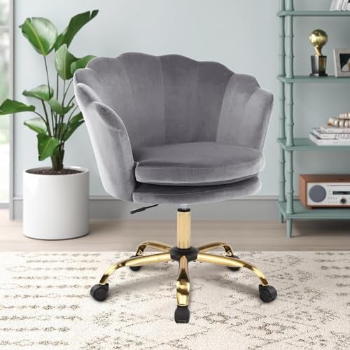 WOLMICS Bürostuhl Ergonomisch,Schreibtischstuhl 150kg aus Samt für Homeoffice,Höhenverstellbarer Drehstuhl mit Gepolsterter,Schminktisch Stuhl für Schlafzimmer