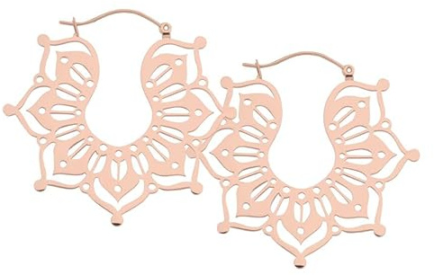 Wildcat Ohrringe - Magnolia Hoops - Creolen aus Edelstahl im Blumen Design - wasserfest, langlebig, hautverträglich - schwarz