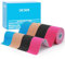 OK TAPE Bande Kinésiologie Tape, ruban athlétique élastique en coton original de base, sportif thérapeutique pour soulager la douleur, 5cm x 5m,4 Rouleaux,Couleurs mélangées