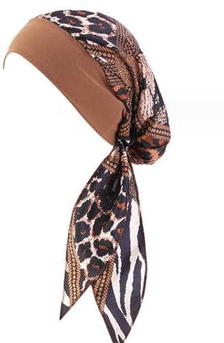 COACOM 2 Stück Chemotherapie-Kopfbedeckung, Damen-Hijab, Afrikanischer Hijab-Hut, Bequemes Hijab-Stretch-Stirnband für Perücken, Kopf-Styling (Schwarz Und Braun)