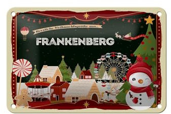 FEMER Blechschild Weihnachten Grüße FRANKENBERG Geschenk Dekoration 18x12cm
