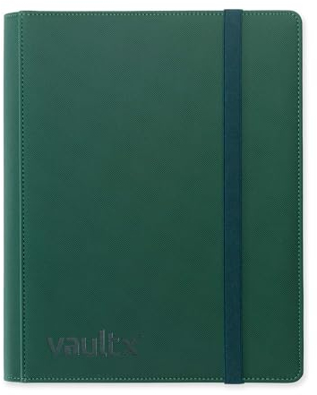 Vault X 9 Pocket Trading Card Strap Binder, 360 Cards, Premium Exo-Tec Album Material, 20 Side-Loading Pages, Folder for Collectible Games, Sports, TCG (Green)