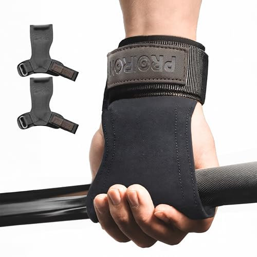 PROIRON Fitness Gewichtheberhaken Zughilfen mit Gummi, Herren Zughilfen Krafttraining -Lifting Straps für Krafttraining - Bodybuilding, Fitness, Gym