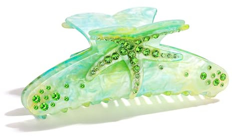 LILIE&WHITE Haarspange für Damen, Elegante Haarklammer mit Meeresmotiv und Strass, Grünes Design mit Seestern, Rutschfest und Langlebig, Geschenkidee für Geburtstag und Besondere Anlässe