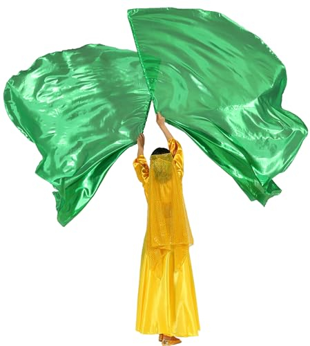 MUNAFIE Anbetungsfahnen 2 stück Lobpreis Tanz Fahnen Halbkreis Flagge mit Flexibel Fahnenstange für Tanzaufführung Kirche Grün