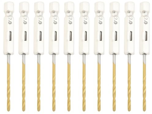EMSea Juego de 10 brocas hexagonales de 2 mm de 1/4 de pulgada con vástago hexagonal de alta velocidad para vidrio, madera, acero inoxidable, metal y plástico