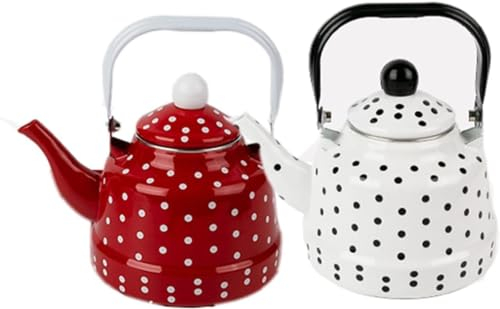 QGKWJP Caffettiere Bollitore smaltato da 2,5 litri, preparazione del tè, pentola a campana antica, mini bollitore domestico, caffettiera, fornello a induzione smaltato