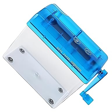 tuwiwol Manueller Aktenvernichter für Papier, effizient und vielseitig einsetzbar, Aktenvernichter, Dokumentenvernichter, Hand Aktenvernichter, Zerkleinerer aus ABS, einfach zu transportieren, Blau