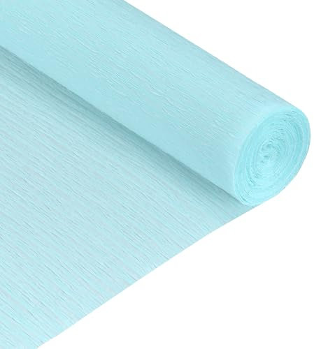 QUARKZMAN Krepppapier 50 x 210 cm Kräuselpapier Pastell Crepe Paper Seidenpapier Floristenkrepp Crepe-Papier zum Basteln Dekoration Geschenk Verpackung Blumen, Hellblau