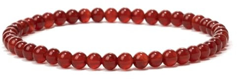 Landorilo Naturstein Perlen Heilstein Armband aus 4mm Runde Steinperlen, Yoga Armbänder für Damen Herren, Glücksarmband, Exquisite Geschenke, Ersatzperlen Inklusive(R Karneol)