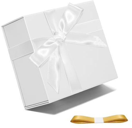 20x18x8 cm Weiß Geschenkbox für Geschenke mit Magnetverschlussdeckeln und Bändern, Geschenkboxen für den Heiratsantrag, Hochzeit, Halloween, Weihnachten, Geburtstagsgeschenk