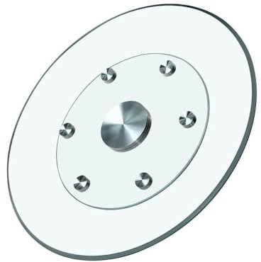 Mesa giratoria de cristal redonda grande con 6 ruedas (24 pulgadas)