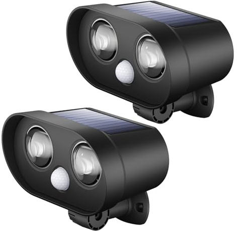 Gobikey Solarlampen für Außen mit Bewegungsmelder Aussen,LED Strahler Außen 2 Modi, IP68 Wasserdichte Solarleuchte für Garten, Hof, Stufen, Deck, Haustüren, Garage(2 Stück)