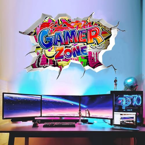 ARJDXDP Stickers Muraux Gamer Gaming Autocollant sticker Mural Chambre Garcon Murale Deco Sticker Gamer Stickers Muraux enfant garcon Sticker mural ado
