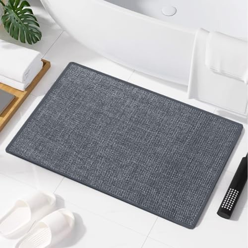 LeKuni Ultradünne Badematte 50x80CM, rutschfest Badezimmerteppich Super Saugfähige Bath Mat für Badezimmerboden, Gemütliche Schnelltrocknend passen unter Tür, Dusche, Waschbecken- Dunkelgrau