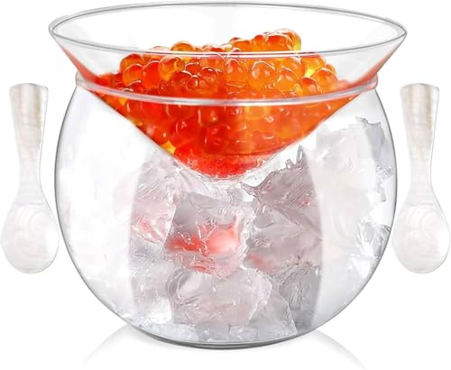 Lot de 2 cuillères à caviar en verre pour martini, vin, liqueur