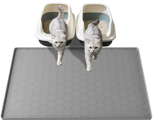 Pawinner Cat Litter Mat Extra Large 101X71CM, 2CM High Edge, Spill-proof | Premium Silicone Pet Litter Tray Mat, Urine and Waterproof Cat Litter Mat Honeycomb, Odourless, Anti- Slip Easy Clean