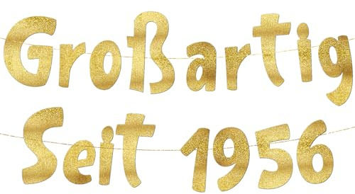 70. Geburtstag Girlande Großartig Seit 1956 Gold Glitzer – Geburtstagsdeko, Deko & Geschenke zum 70. – Party Zubehör für Sie & Ihn