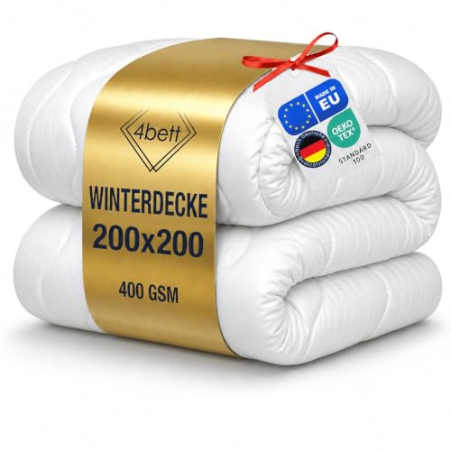 4bett Premium – Weiche Mikrofaser Bettdecke für Allergiker – Atmungsaktive Steppdecke, Waschbar bei 60°C, Oeko-TEX Zertifiziert, Made in EU (Winterdecke, 200x200)
