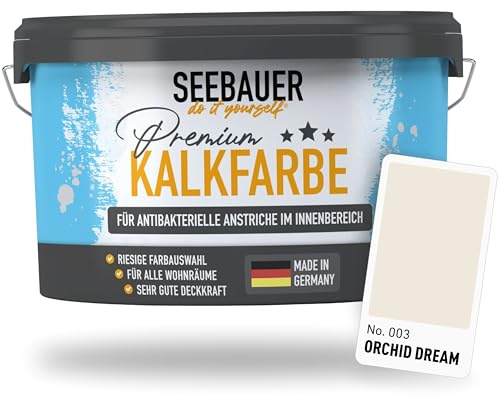 SEEBAUER diy Kalkfarbe Beige für Innen 2,5L (No. 003 Orchid Dream) - Antibakterielle Innenfarbe für Putz, Beton & Mauerwerk - Atmungsaktive Mineralfarbe