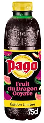 PAGO - Jus Exotique Fruit du Dragon et Goyave, Saveur Rafraîchissante et Authentique, Bouteille 75cL - Lot de 4