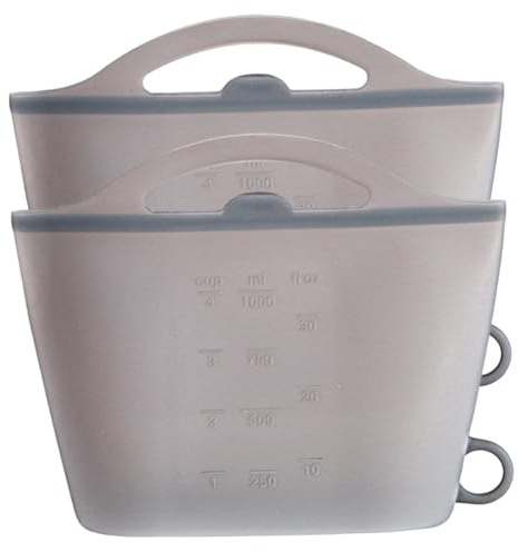 2PCS Microwave Sterilizer Bag, 1000ml Flexible Silicone Microwave Steam Bags, Hanging Leakproof Pacifier Sterilizer with Handle.