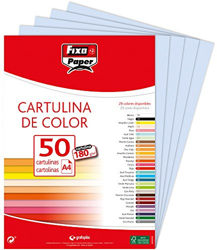 Fixo Paper 11110337 – Packung mit 50 Karten, A4, Himmelblau, 180 g