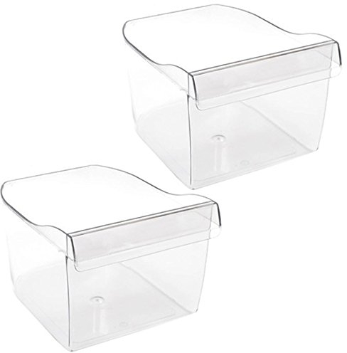 SPARES2GO Salad Bin Square Crisper Drawer Box for Baumatic Fridge Freezer (Pack of 2)