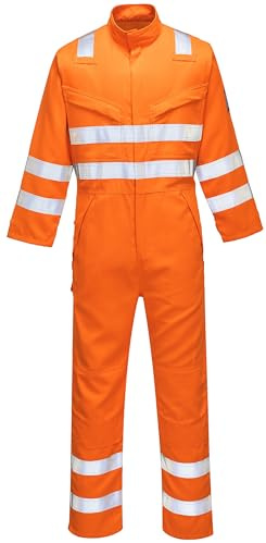 Portwest Modaflame RIS Orange Coverall, Color: HI-Vis Orange, Size: L, MV91ORRL