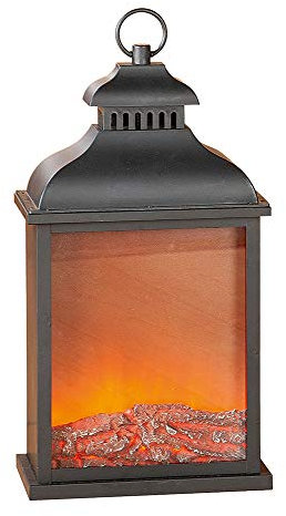 GILDE LED Laterne - Metall - Kamin- Flammen-Optik mit Stromanschluss H 45 cm