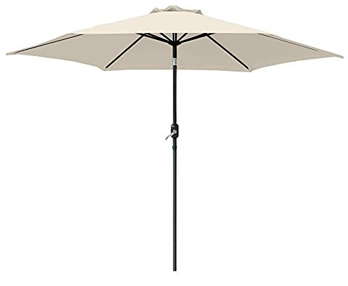Green Bay 2.5m Garden Parasol Sun Shade Aluminium UV Outdoor Patio Umbrella With Crank Cream