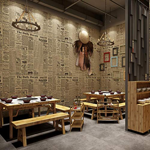 Hndrkj American Retro Vintage Alphabet Anglais Journal Papier Peint Magasin De Vêtements Restaurant Hôtel Bar Fond Papier Peint Style Industriel