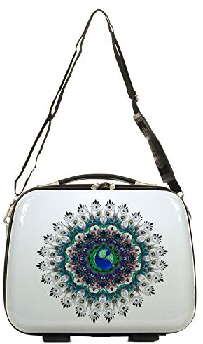 Mandala Kosmetikkoffer Retro Print Motiv Beautycase Koffer Box Weiss 35 Bowatex