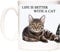 CAT Mug, Life is Better with a CAT. Ceramic Gift Mug with Images of Tabby Cats.