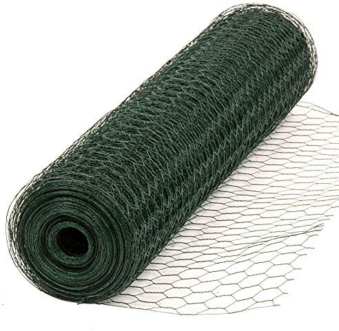 Alphapet® Maschendraht für Voliere, Kaninchen, PVC, verzinkt, Grün – Lochgröße: 25 mm (0,8 m x 24 m)
