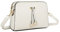 ELIOX - Damen Kleine Umhängetasche - PU Leder Feste Schultertasche - Kette Schulterriemen Abendtasche - Reißverschluss Handtasche - City Clutch Party Zip Crossbody Bag Mode (WEISS)