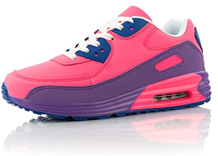 Fusskleidung® Damen Herren Sportschuhe Dämpfung Sneaker leichte Laufschuhe Lila Pink EU 38