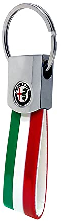 4R Quattroerre.it Schlüsselanhänger Elite Alfisti Carbon Silber Holographisch mit Alfa Logo, dreifarbig, One size