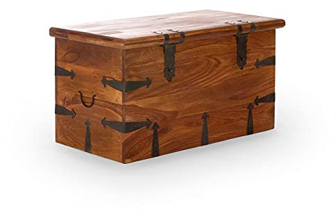 Woodkings® Holztruhe mit Deckel Merlin Massivholz Palisander Echtholz rustikal Wohnzimmer Möbel Büromöbel Couchtisch