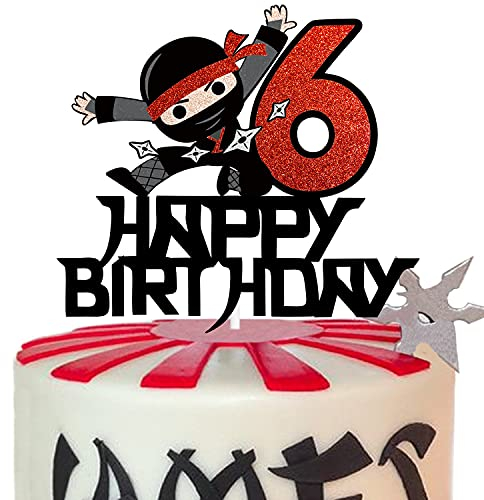 Tortenaufsatz zum 6. Geburtstag, Motiv: Kung Fu, Ninja, Karate, Junge, Mädchen, Glitzer, Party-Kuchendekorationen LIANGSS