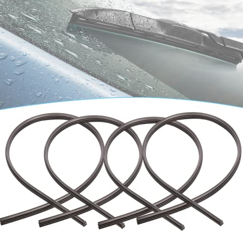 4 Pack 25.5 Inch Silicone Frameless Windshield Wiper Blades Car Window Wiper Blade Strip Car Wiper Blade Silica Gel Silicon Refill Strips for Most Auto Cars Buses Vans Lorries Trucks