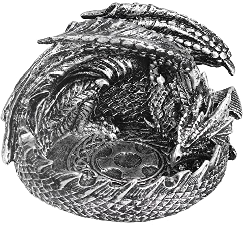 PLLO Dekorativer Metall Look Aschenbecher, Drachen Aschenbecher Statue Bewacht, Mittelalterliche Figurenskulpturen, Rauchergefäße und Fantasy Geschenke für Raucher, Gotische Wohnkultur