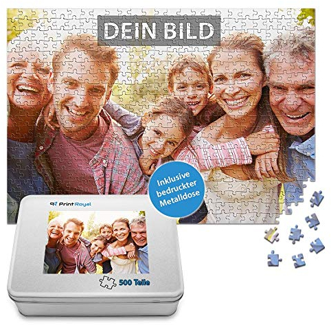 Foto-Puzzle 24-1000 Teile in inkl. hochwertiger Metalldose - mit eigenem Foto Bedrucken - Puzzle selber gestalten - 500 Teile in Metalldose