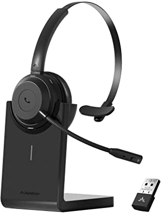 Avantree Alto Solo Bluetooth 5.1 kabelloses Wireless Headset Kopfhörer mit USB Adapter & Noise Cancelling Mikrofon, für Handy und PC, Stummschalter, Besetztlicht, verkabelte Nutzung für PC Laptop