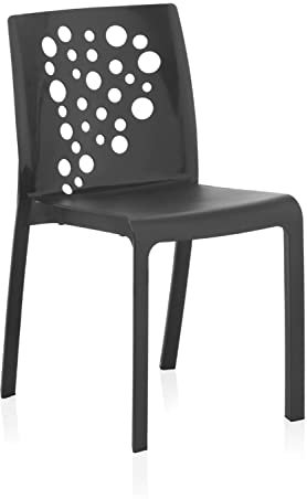 PEGANE Lot de 6 chaises de Jardin empilables en résine Coloris Anthracite - Longueur 48 x Profondeur 54 x Hauteur 81 cm