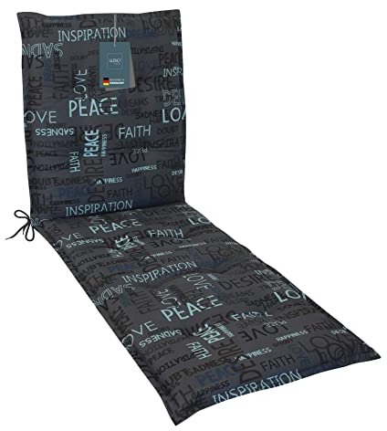 LILENO HOME Sonnenliege Auflage als [1er Set - Rollliege] in Letters Anthrazit - Gartenliegen Auflage perfekt für Strandliege - Polster Auflage für Gartenliege (188x60x5cm)