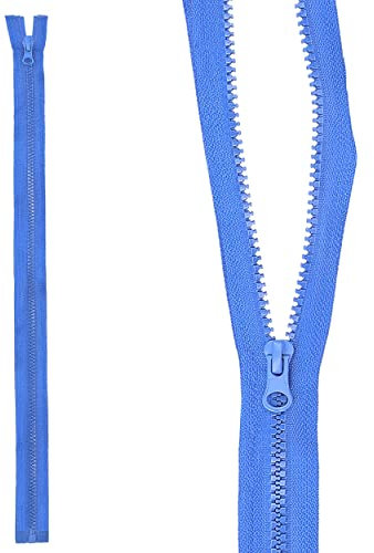 mumbi Reißverschluss teilbar 5mm 50cm Blau Kunststoff Reißverschlüsse mit Zipper grobe Zähne