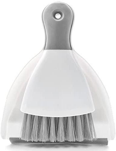 Dustpan and Brush Set,Mini dust Pans with Brush,Dust Pan and Brush Set for Table, Desk, Countertop, Key Board, Cat, Dog and Other Pets, Dust Pan Brush Nesting Tiny Cleaning Broom (1pcs,Off-White)
