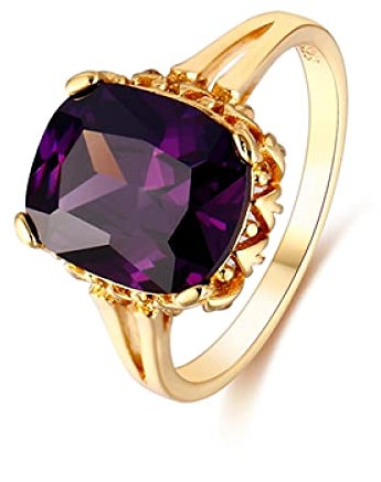 PAIHUIART Ring Ringe Damen Bijouterie Frauen Schmuck Damenring Eheringe Vintage Elegant Erstellt Square Dark Amethyst Schmuck Eheringe Edlen Schmuck 7 Gold